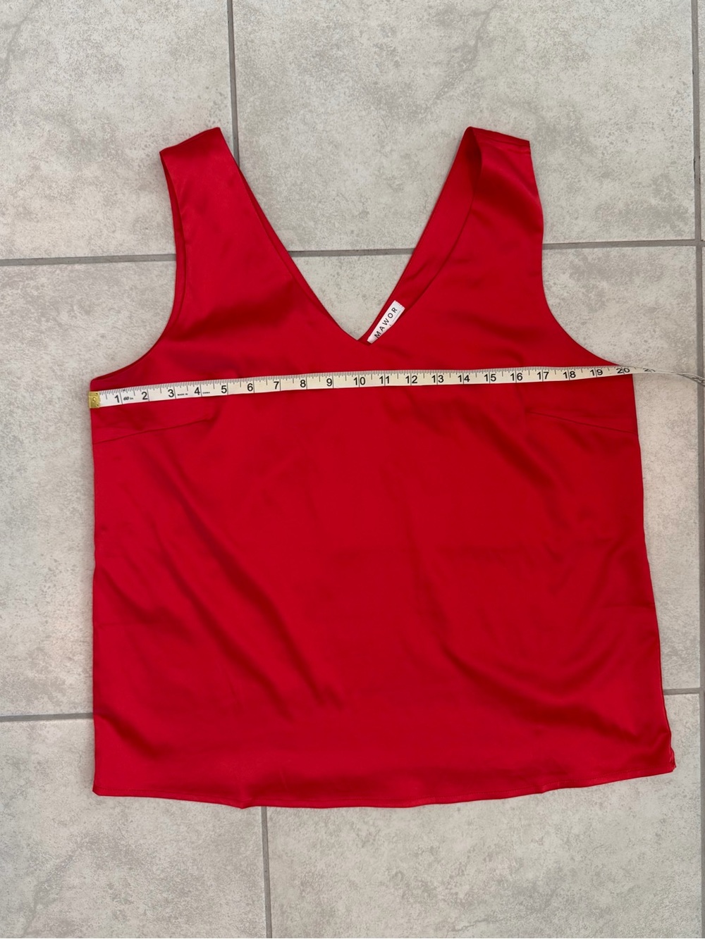 Red V-Neck Sleeveless Satin Tank Top